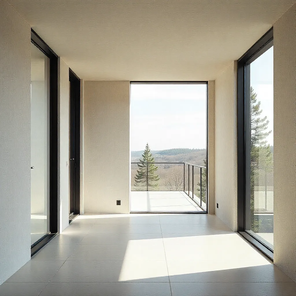 Beautiful finished interior with window treatments